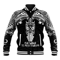 Personalised New Zealand Te Reo Maori Baseball Jacket Kia Kaha Maori Language Week Black Style LT9 - Wonder Print Shop