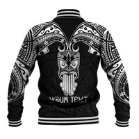 Personalised New Zealand Te Reo Maori Baseball Jacket Kia Kaha Maori Language Week Black Style LT9 - Wonder Print Shop