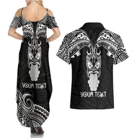 Personalised New Zealand Te Reo Maori Couples Matching Summer Maxi Dress and Hawaiian Shirt Kia Kaha Maori Language Week Black Style LT9 - Wonder Print Shop