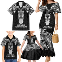 Personalised New Zealand Te Reo Maori Family Matching Mermaid Dress and Hawaiian Shirt Kia Kaha Maori Language Week Black Style LT9 - Wonder Print Shop