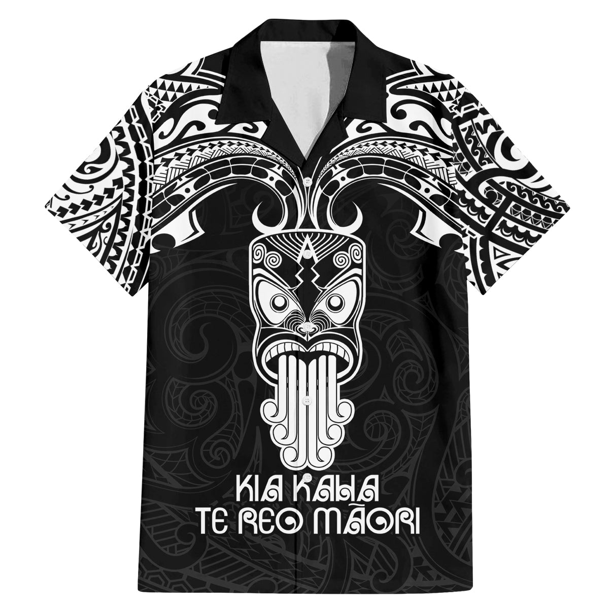 Personalised New Zealand Te Reo Maori Family Matching Mermaid Dress and Hawaiian Shirt Kia Kaha Maori Language Week Black Style LT9 - Wonder Print Shop