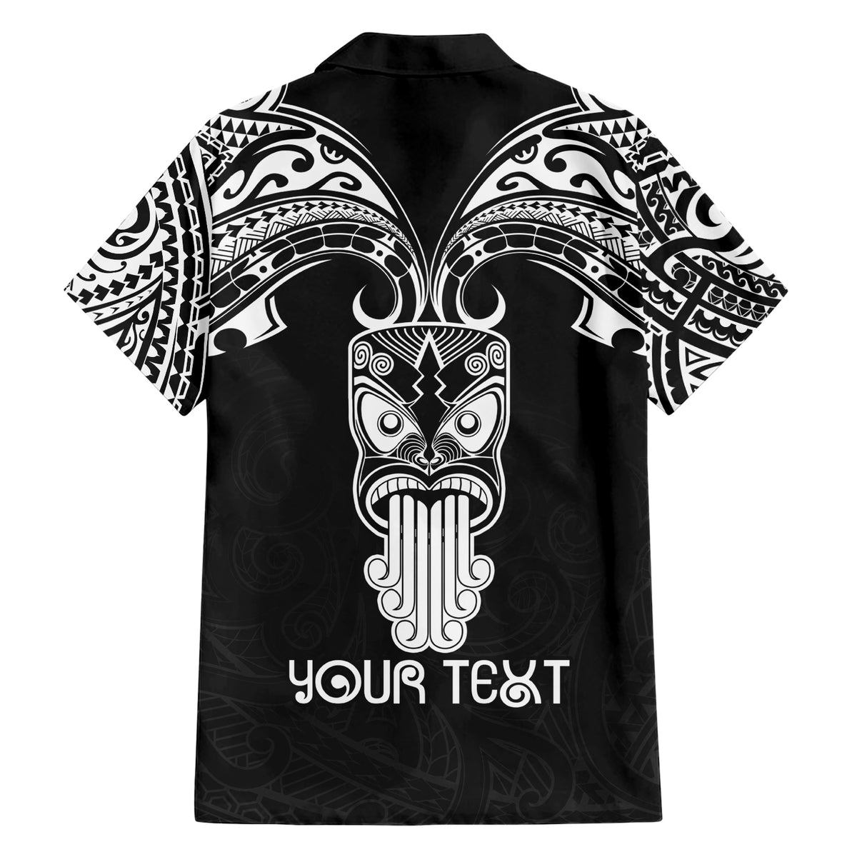 Personalised New Zealand Te Reo Maori Family Matching Short Sleeve Bodycon Dress and Hawaiian Shirt Kia Kaha Maori Language Week Black Style - Wonder Print Shop