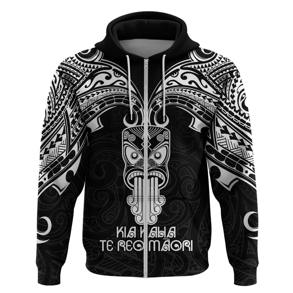 Personalised New Zealand Te Reo Maori Hoodie Kia Kaha Maori Language Week Black Style - Wonder Print Shop