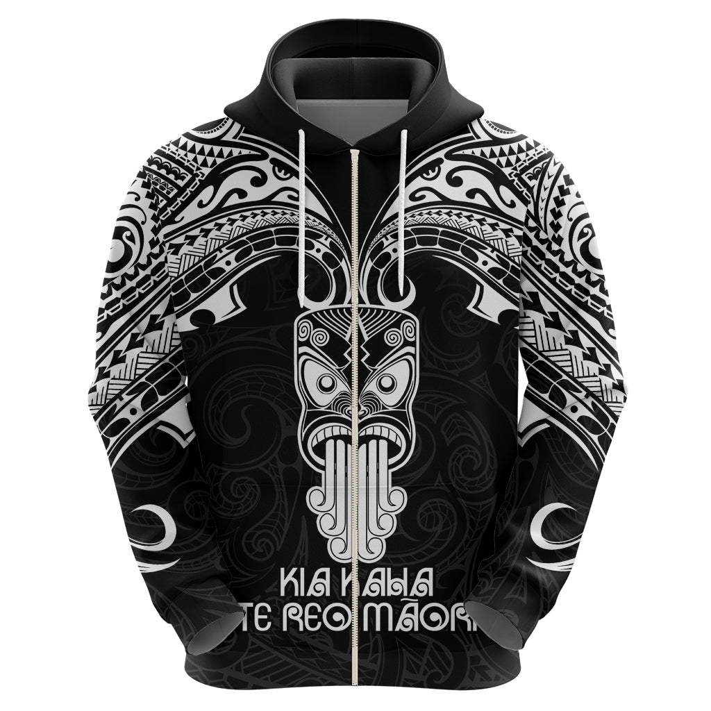 Personalised New Zealand Te Reo Maori Hoodie Kia Kaha Maori Language Week Black Style - Wonder Print Shop