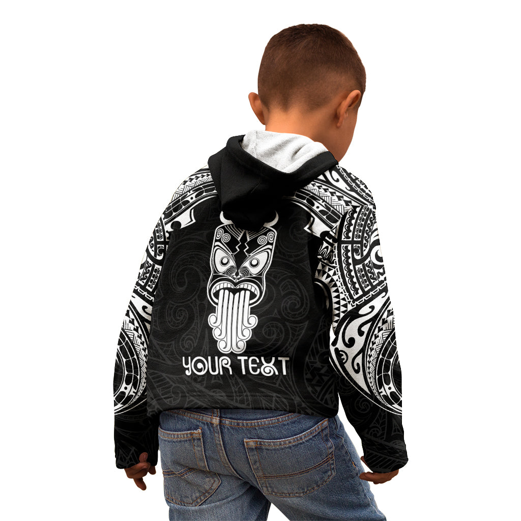 Personalised New Zealand Te Reo Maori Kid Hoodie Kia Kaha Maori Language Week Black Style - Wonder Print Shop