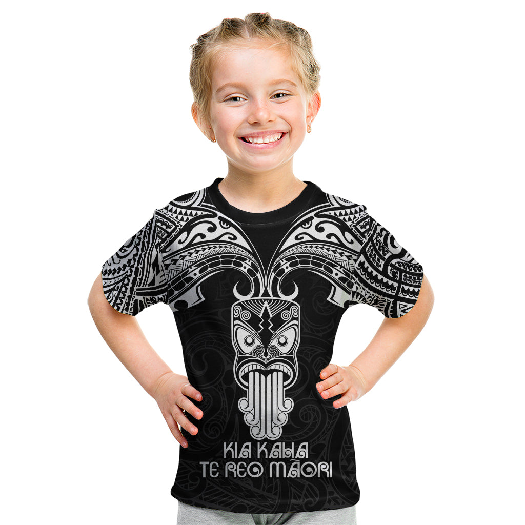 Personalised New Zealand Te Reo Maori Kid T Shirt Kia Kaha Maori Language Week Black Style - Wonder Print Shop