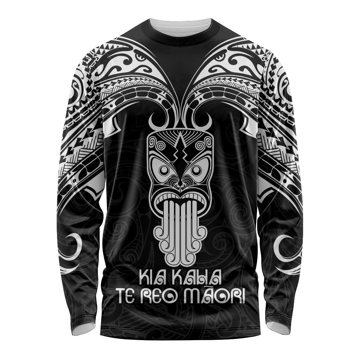 Personalised New Zealand Te Reo Maori Long Sleeve Shirt Kia Kaha Maori Language Week Black Style - Wonder Print Shop
