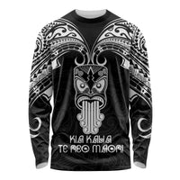 Personalised New Zealand Te Reo Maori Long Sleeve Shirt Kia Kaha Maori Language Week Black Style - Wonder Print Shop