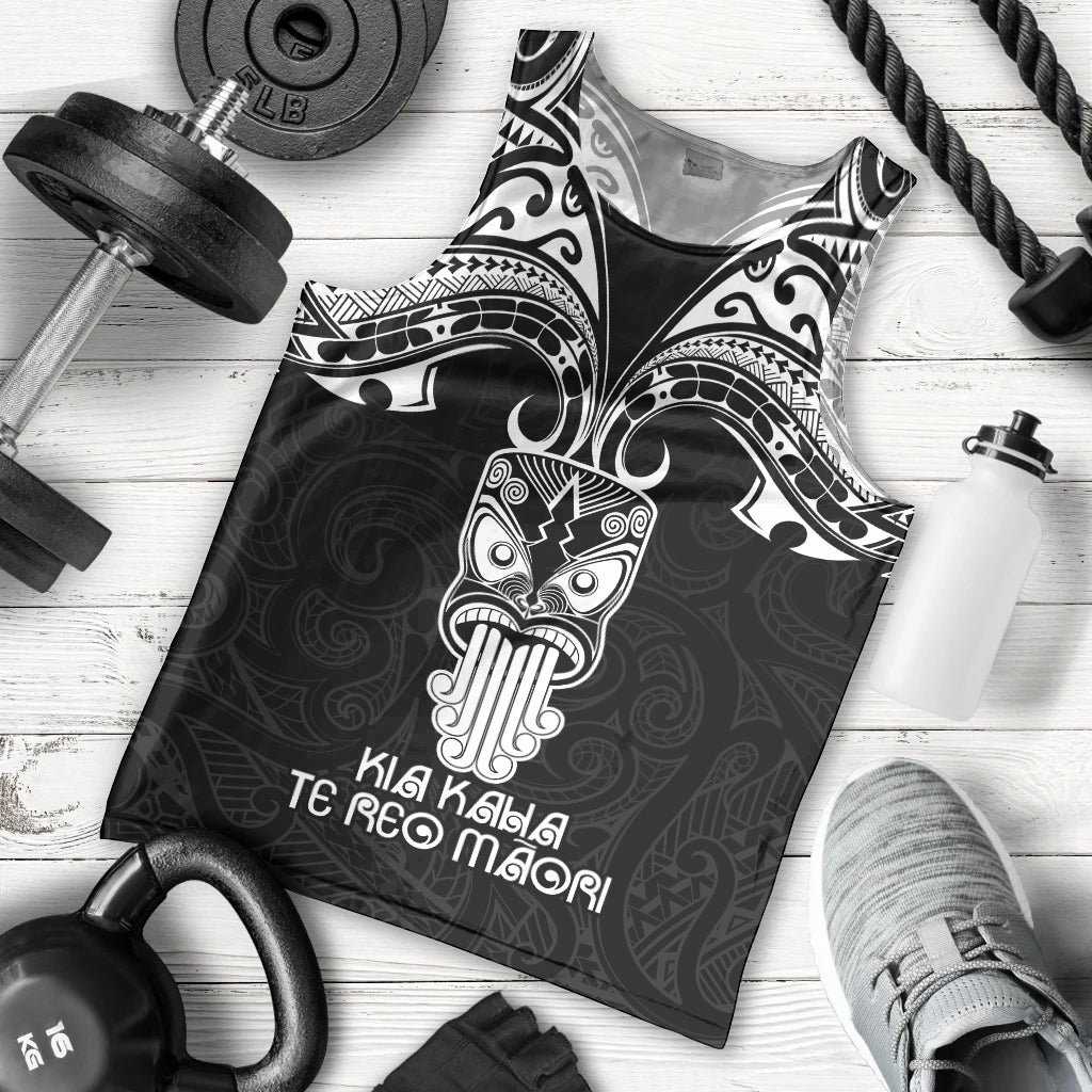 Personalised New Zealand Te Reo Maori Men Tank Top Kia Kaha Maori Language Week Black Style LT9