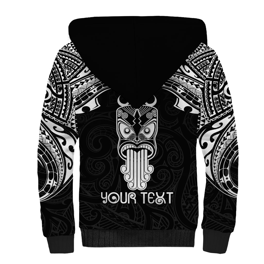 Personalised New Zealand Te Reo Maori Sherpa Hoodie Kia Kaha Maori Language Week Black Style - Wonder Print Shop