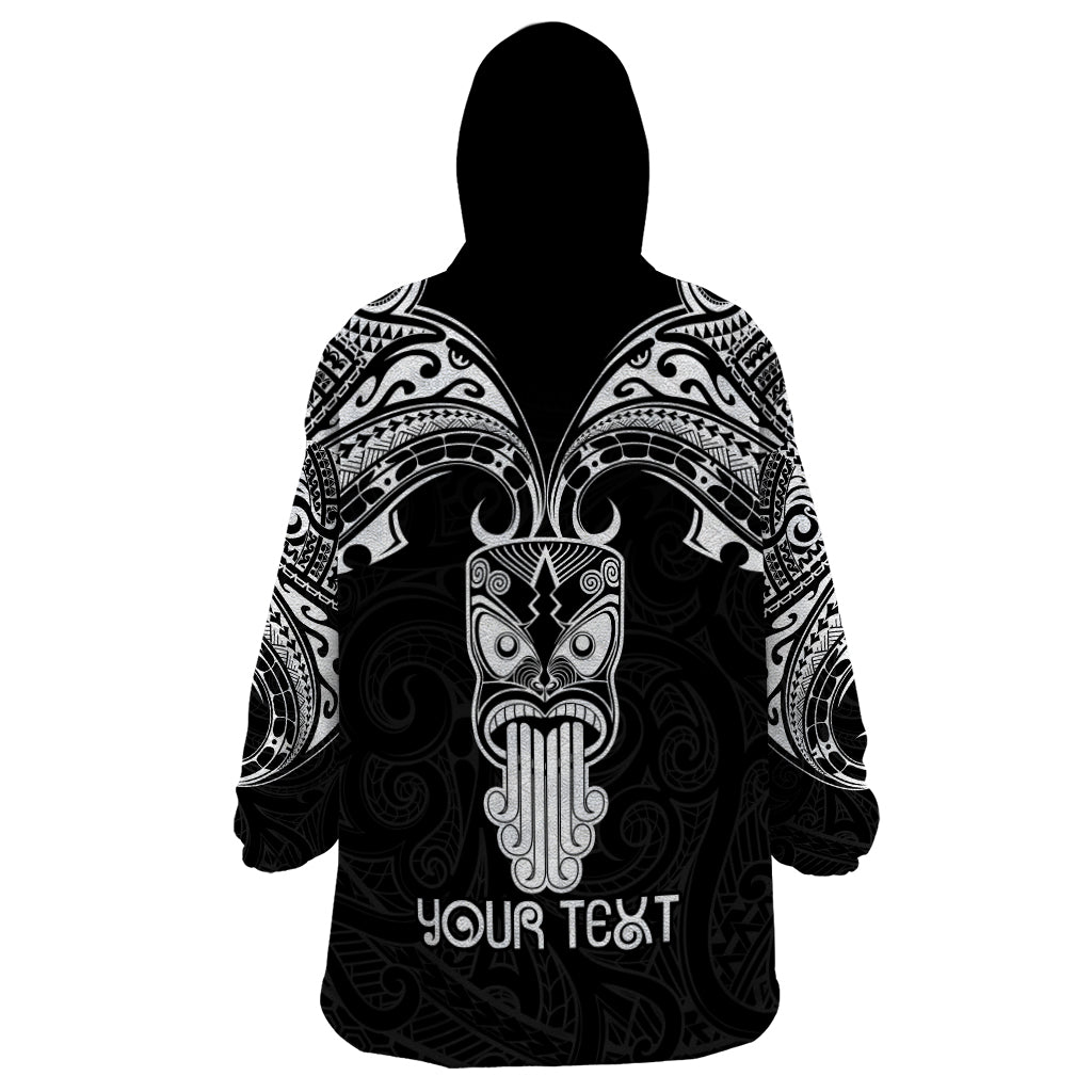 Personalised New Zealand Te Reo Maori Wearable Blanket Hoodie Kia Kaha Maori Language Week Black Style - Wonder Print Shop