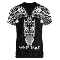 Personalised New Zealand Te Reo Maori Women V Neck T Shirt Kia Kaha Maori Language Week Black Style - Wonder Print Shop