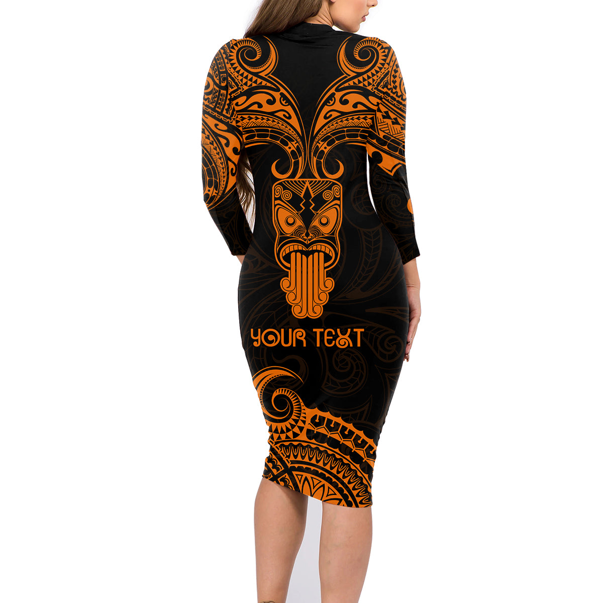 Personalised New Zealand Te Reo Maori Family Matching Long Sleeve Bodycon Dress and Hawaiian Shirt Kia Kaha Maori Language Week Gold Style LT9 - Wonder Print Shop