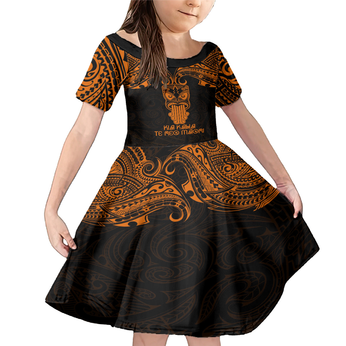 Personalised New Zealand Te Reo Maori Family Matching Mermaid Dress and Hawaiian Shirt Kia Kaha Maori Language Week Gold Style LT9 - Wonder Print Shop