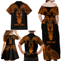Personalised New Zealand Te Reo Maori Family Matching Off Shoulder Maxi Dress and Hawaiian Shirt Kia Kaha Maori Language Week Gold Style LT9 - Wonder Print Shop