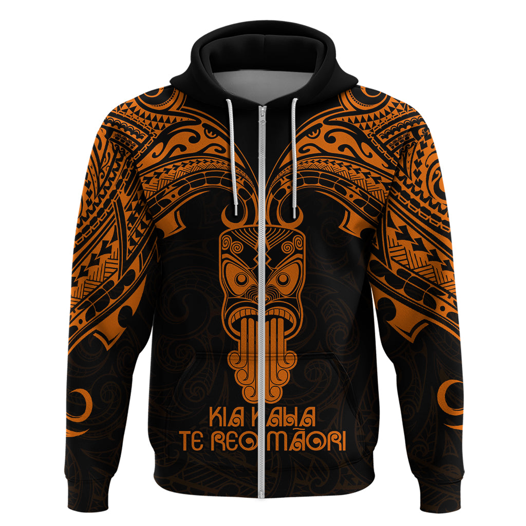 Personalised New Zealand Te Reo Maori Hoodie Kia Kaha Maori Language Week Gold Style - Wonder Print Shop