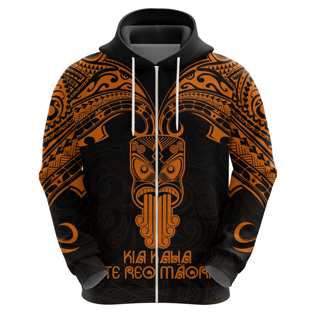 Personalised New Zealand Te Reo Maori Hoodie Kia Kaha Maori Language Week Gold Style - Wonder Print Shop
