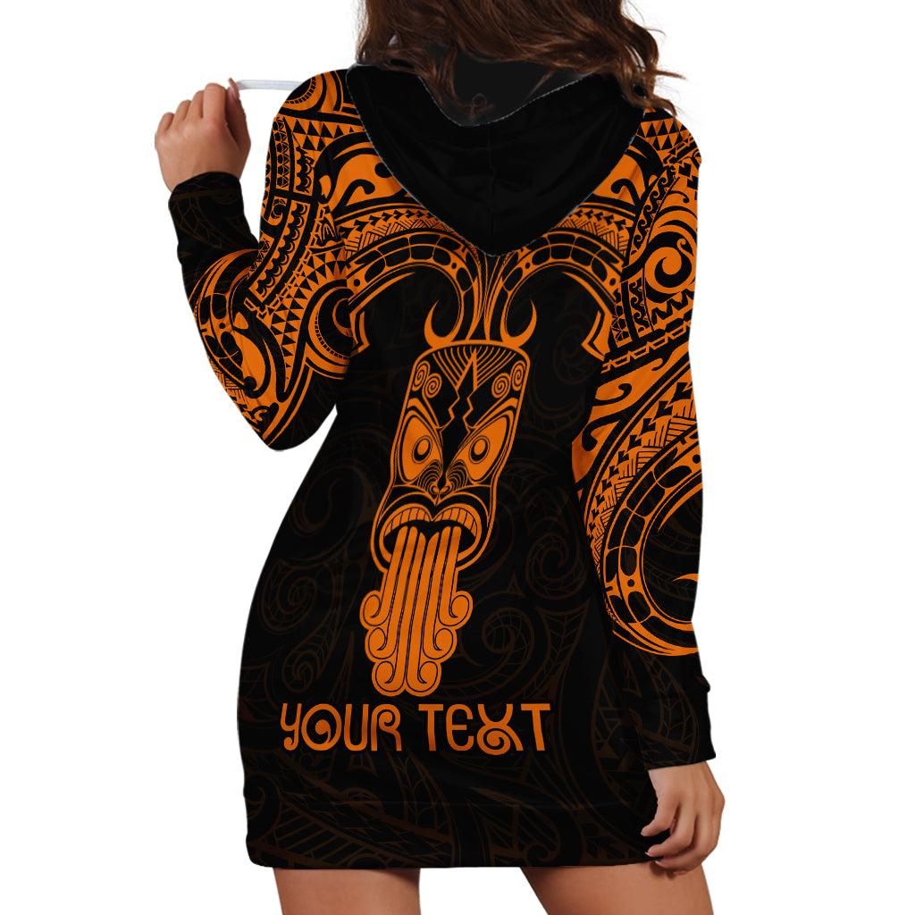 Personalised New Zealand Te Reo Maori Hoodie Dress Kia Kaha Maori Language Week Gold Style - Wonder Print Shop