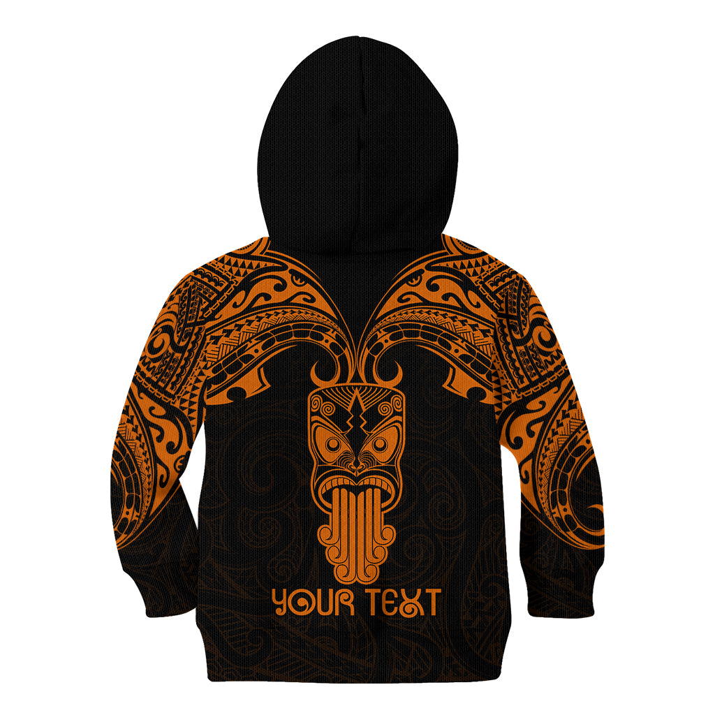 Personalised New Zealand Te Reo Maori Kid Hoodie Kia Kaha Maori Language Week Gold Style - Wonder Print Shop