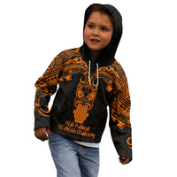Personalised New Zealand Te Reo Maori Kid Hoodie Kia Kaha Maori Language Week Gold Style - Wonder Print Shop