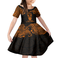 Personalised New Zealand Te Reo Maori Kid Short Sleeve Dress Kia Kaha Maori Language Week Gold Style - Wonder Print Shop