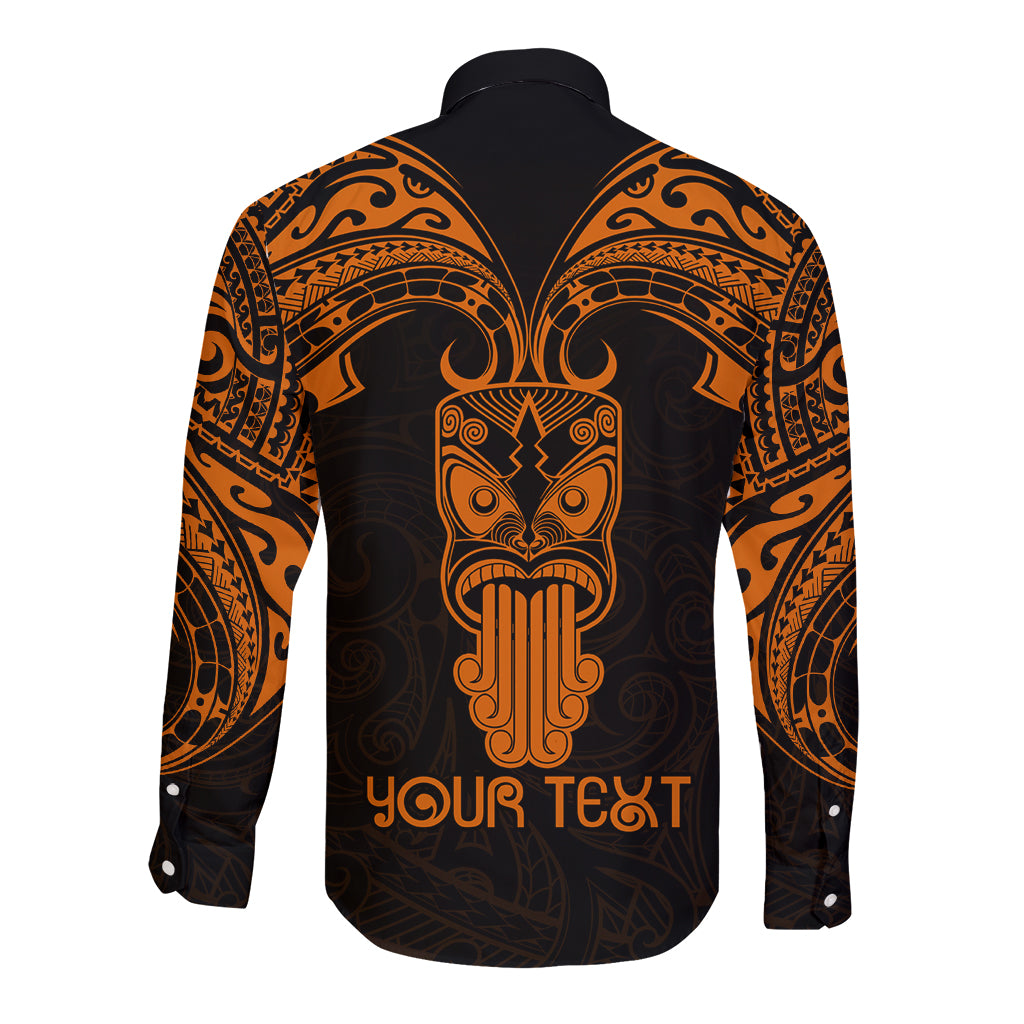 Personalised New Zealand Te Reo Maori Long Sleeve Button Shirt Kia Kaha Maori Language Week Gold Style - Wonder Print Shop