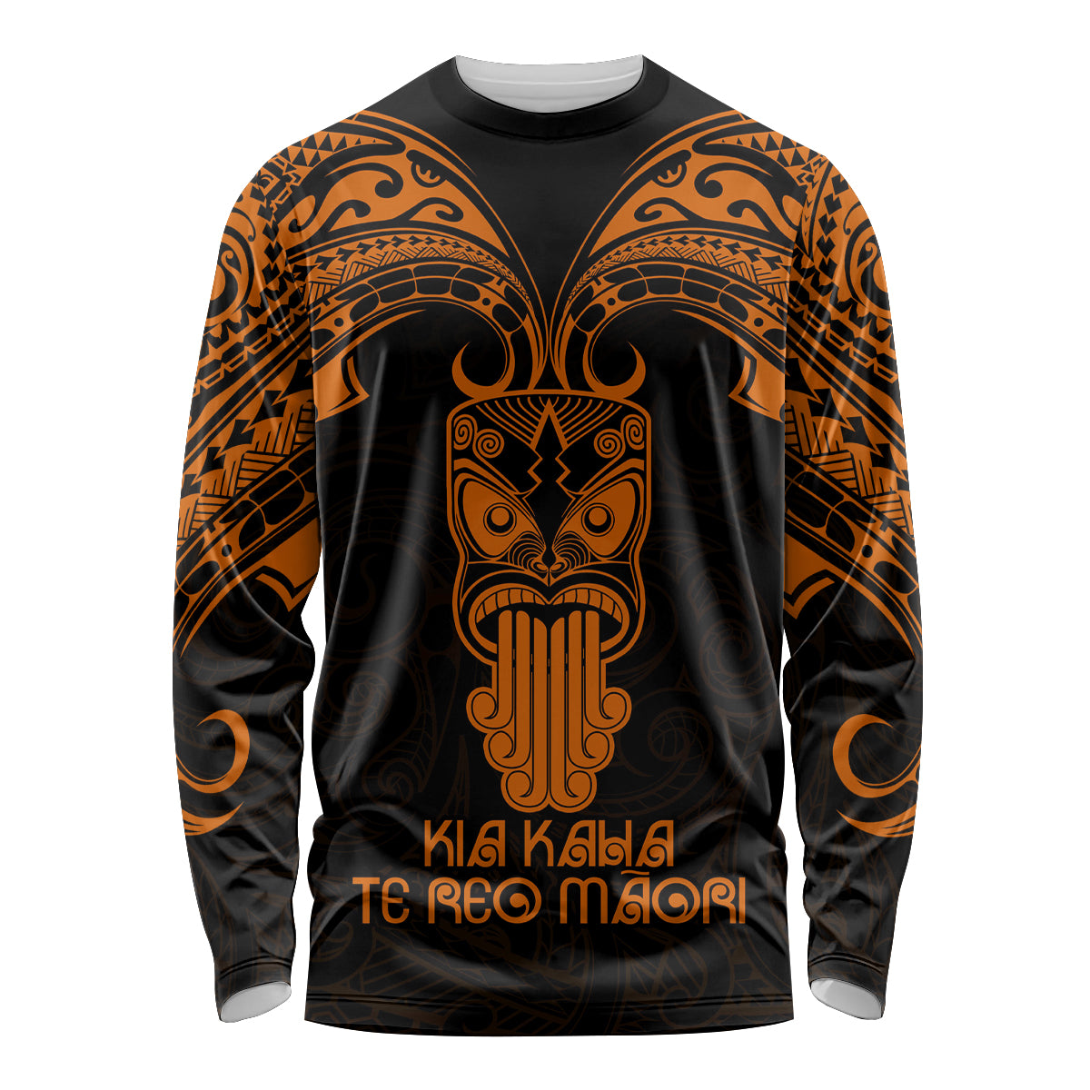 Personalised New Zealand Te Reo Maori Long Sleeve Shirt Kia Kaha Maori Language Week Gold Style - Wonder Print Shop