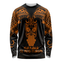 Personalised New Zealand Te Reo Maori Long Sleeve Shirt Kia Kaha Maori Language Week Gold Style - Wonder Print Shop