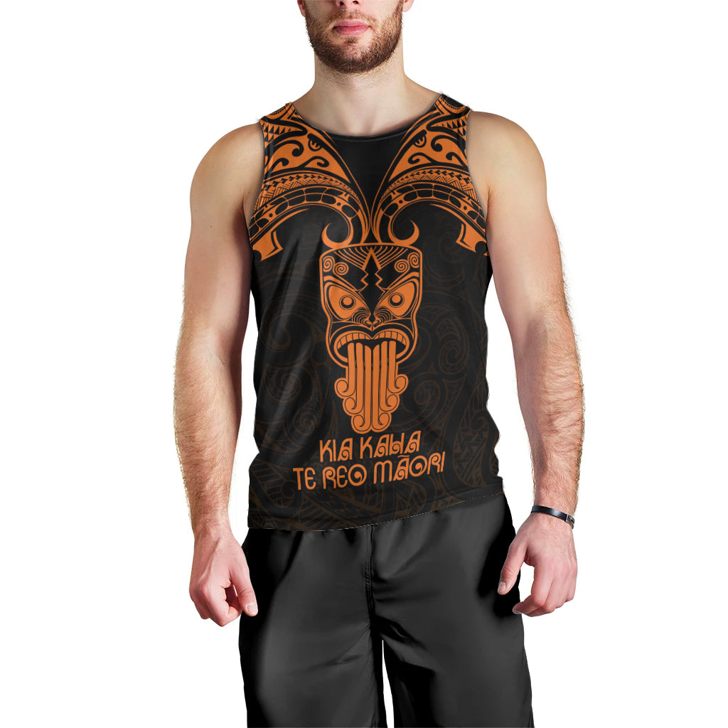 Personalised New Zealand Te Reo Maori Men Tank Top Kia Kaha Maori Language Week Gold Style LT9