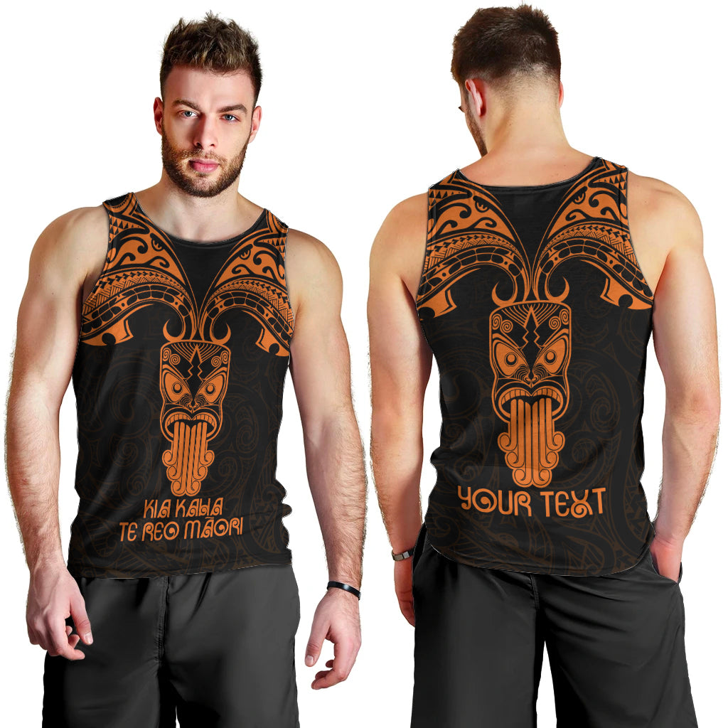 Personalised New Zealand Te Reo Maori Men Tank Top Kia Kaha Maori Language Week Gold Style LT9
