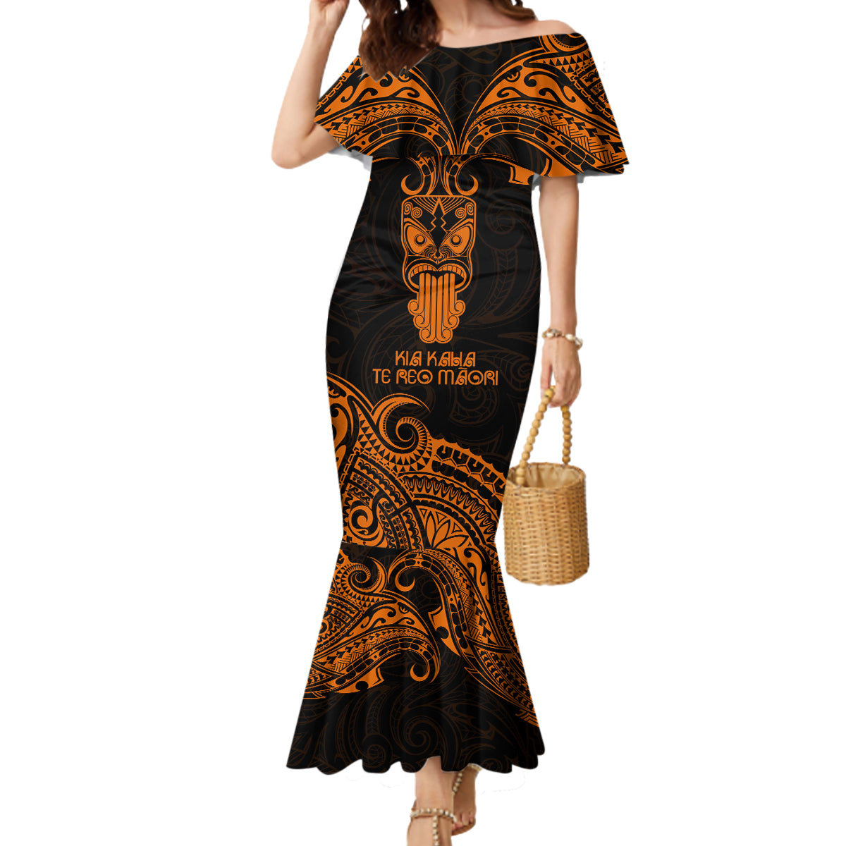 Personalised New Zealand Te Reo Maori Mermaid Dress Kia Kaha Maori Language Week Gold Style - Wonder Print Shop