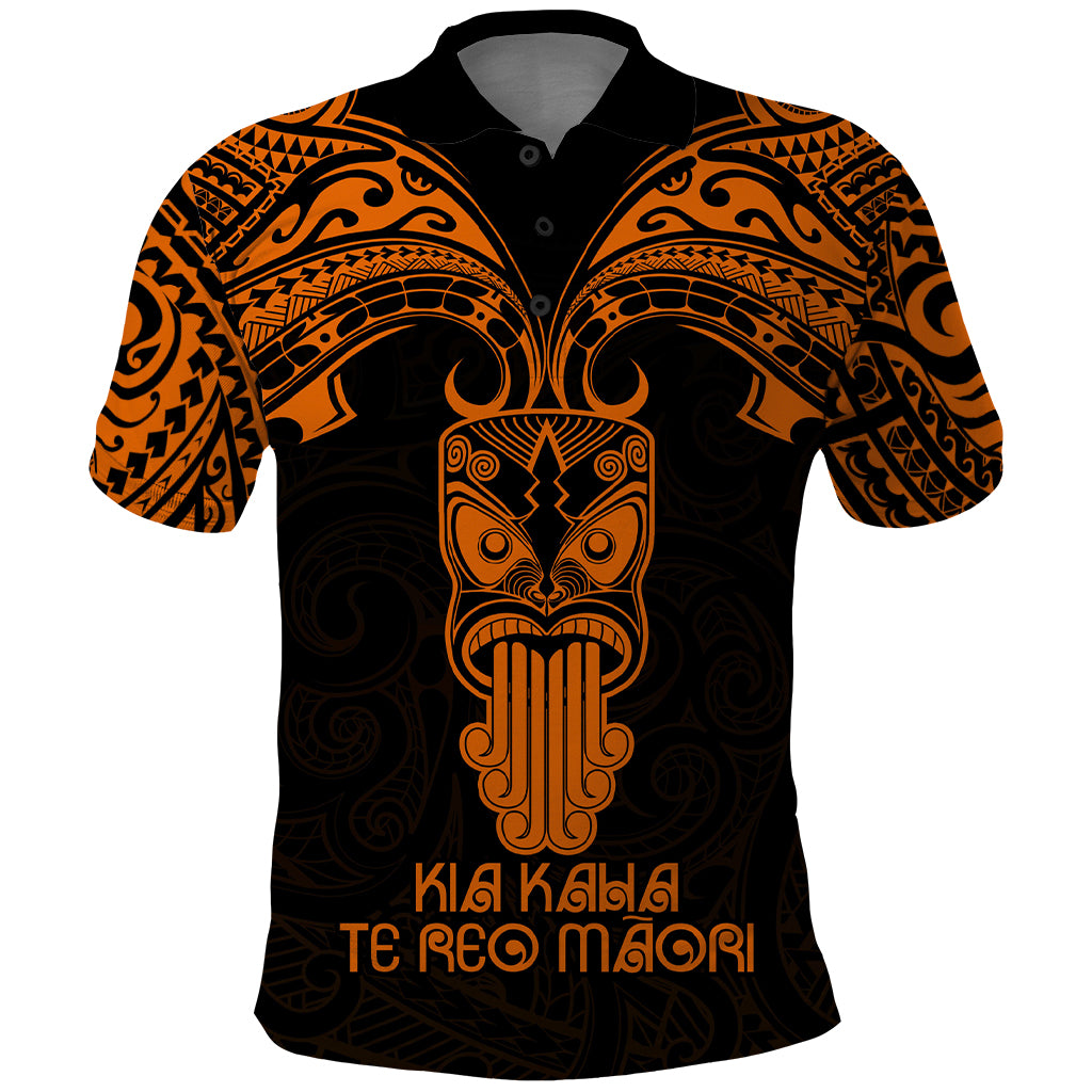 Personalised New Zealand Te Reo Maori Polo Shirt Kia Kaha Maori Language Week Gold Style - Wonder Print Shop