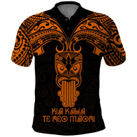 Personalised New Zealand Te Reo Maori Polo Shirt Kia Kaha Maori Language Week Gold Style - Wonder Print Shop