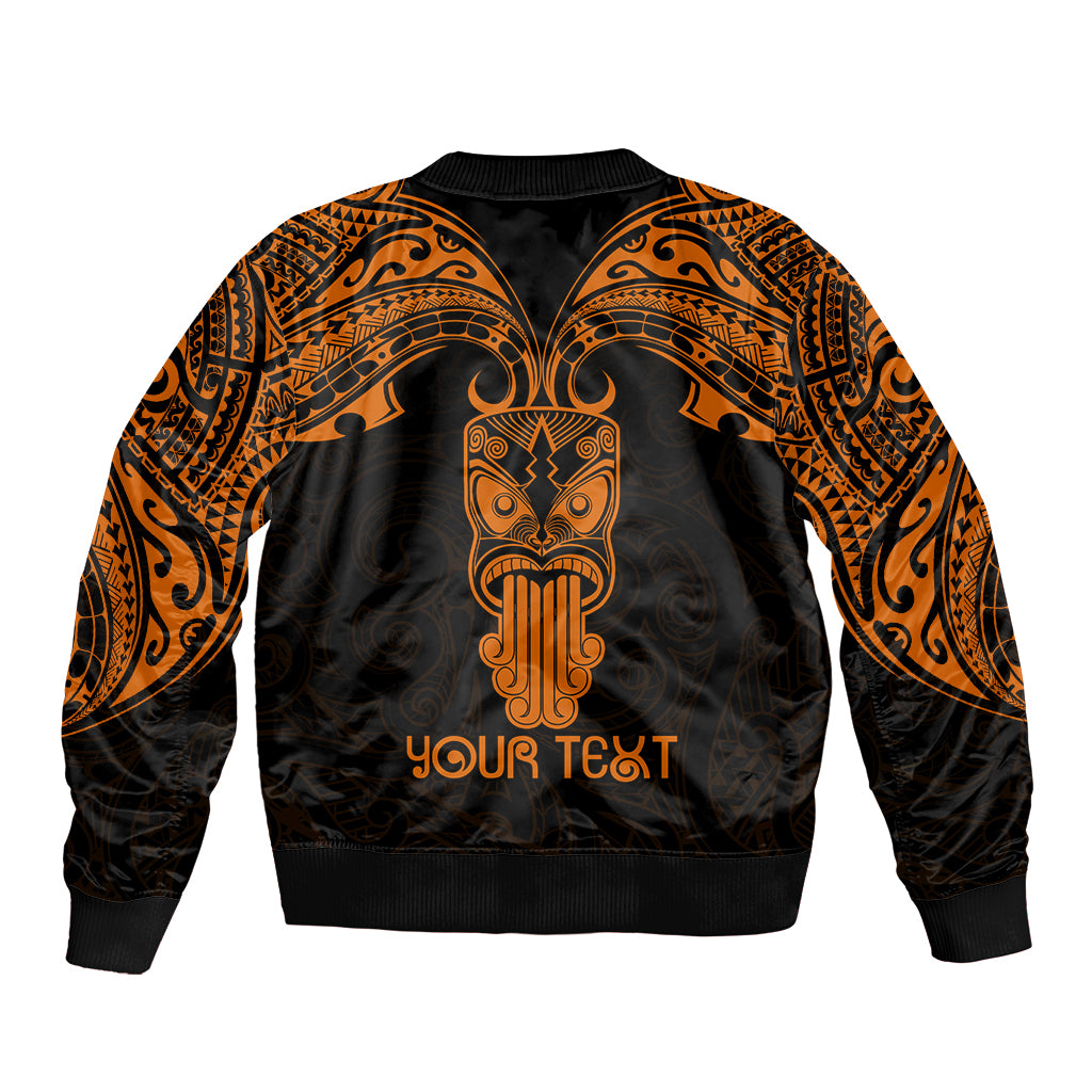 Personalised New Zealand Te Reo Maori Sleeve Zip Bomber Jacket Kia Kaha Maori Language Week Gold Style - Wonder Print Shop