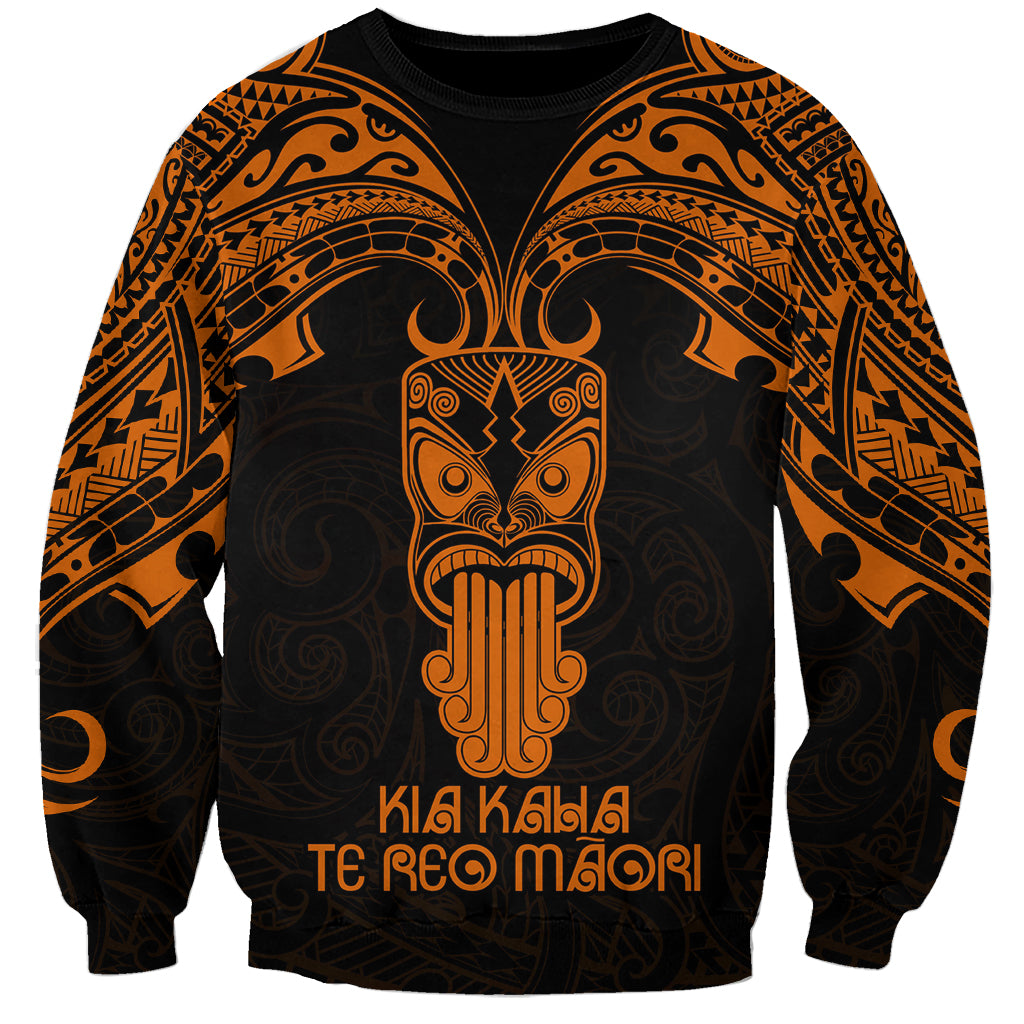 Personalised New Zealand Te Reo Maori Sweatshirt Kia Kaha Maori Language Week Gold Style - Wonder Print Shop