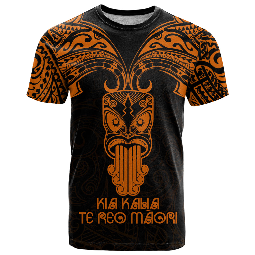 Personalised New Zealand Te Reo Maori T Shirt Kia Kaha Maori Language Week Gold Style - Wonder Print Shop
