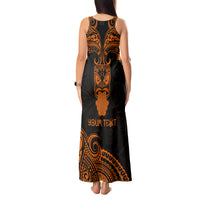 Personalised New Zealand Te Reo Maori Tank Maxi Dress Kia Kaha Maori Language Week Gold Style - Wonder Print Shop