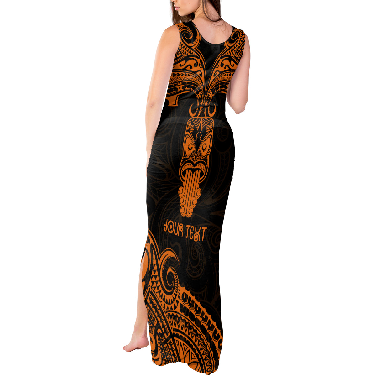 Personalised New Zealand Te Reo Maori Tank Maxi Dress Kia Kaha Maori Language Week Gold Style - Wonder Print Shop