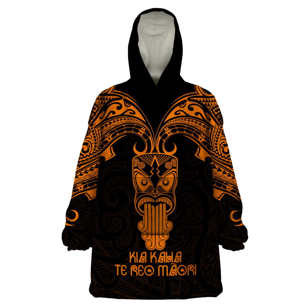 Personalised New Zealand Te Reo Maori Wearable Blanket Hoodie Kia Kaha Maori Language Week Gold Style - Wonder Print Shop