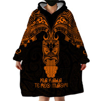 Personalised New Zealand Te Reo Maori Wearable Blanket Hoodie Kia Kaha Maori Language Week Gold Style - Wonder Print Shop