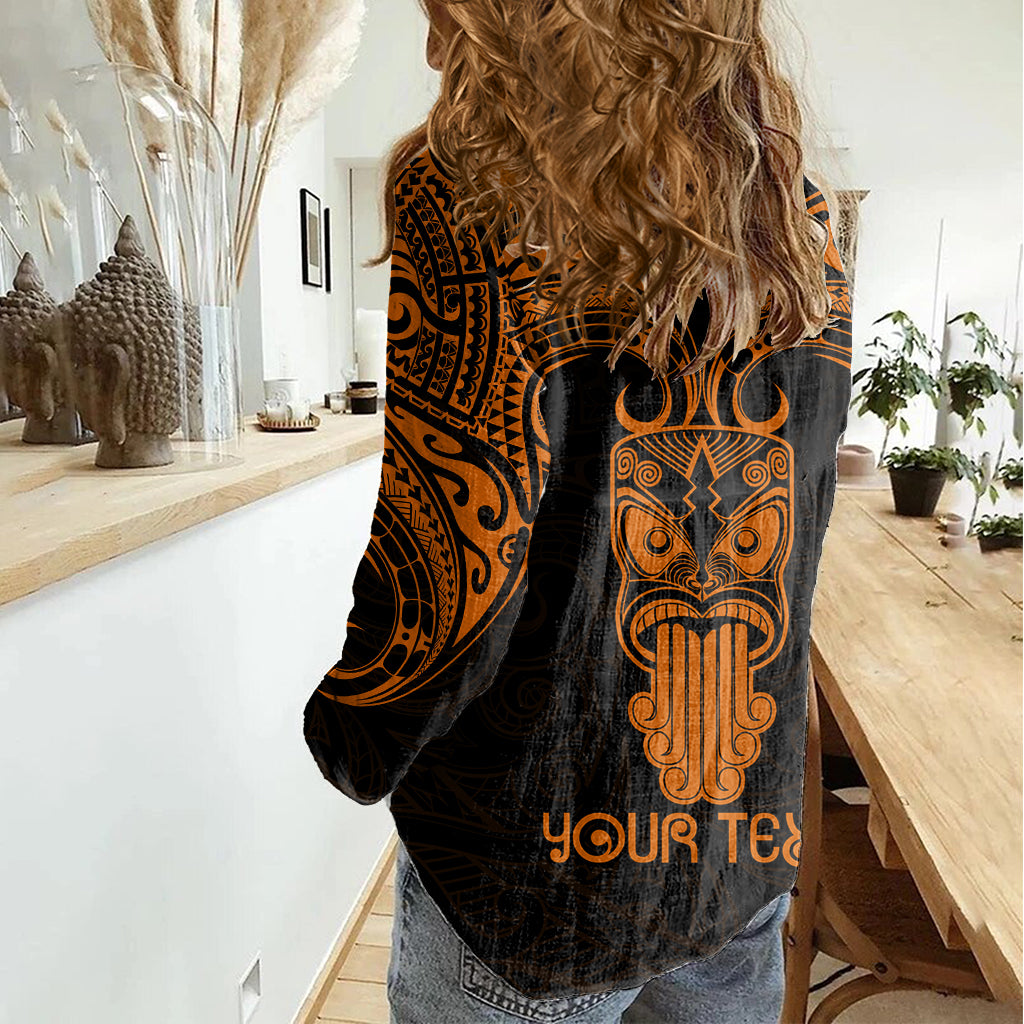 Personalised New Zealand Te Reo Maori Women Casual Shirt Kia Kaha Maori Language Week Gold Style - Wonder Print Shop