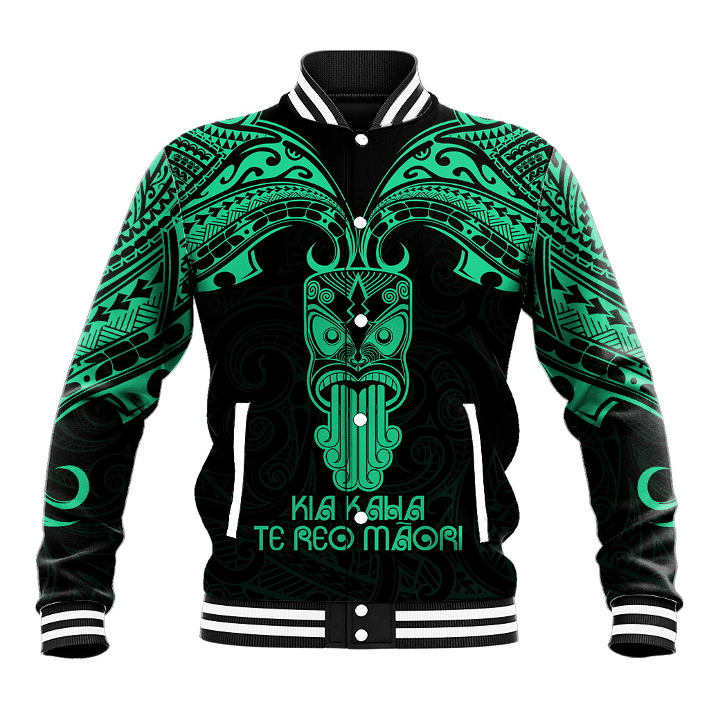 Personalised New Zealand Te Reo Maori Baseball Jacket Kia Kaha Maori Language Week Green Style LT9 - Wonder Print Shop