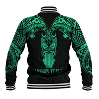 Personalised New Zealand Te Reo Maori Baseball Jacket Kia Kaha Maori Language Week Green Style LT9 - Wonder Print Shop