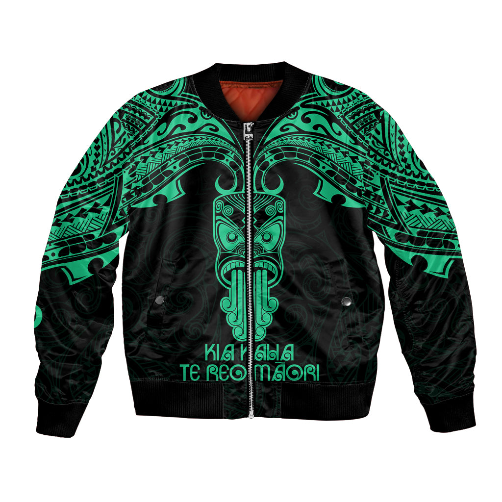Personalised New Zealand Te Reo Maori Bomber Jacket Kia Kaha Maori Language Week Green Style LT9 - Wonder Print Shop