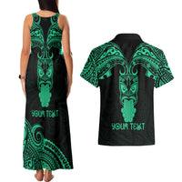 Personalised New Zealand Te Reo Maori Couples Matching Tank Maxi Dress and Hawaiian Shirt Kia Kaha Maori Language Week Green Style LT9 - Wonder Print Shop
