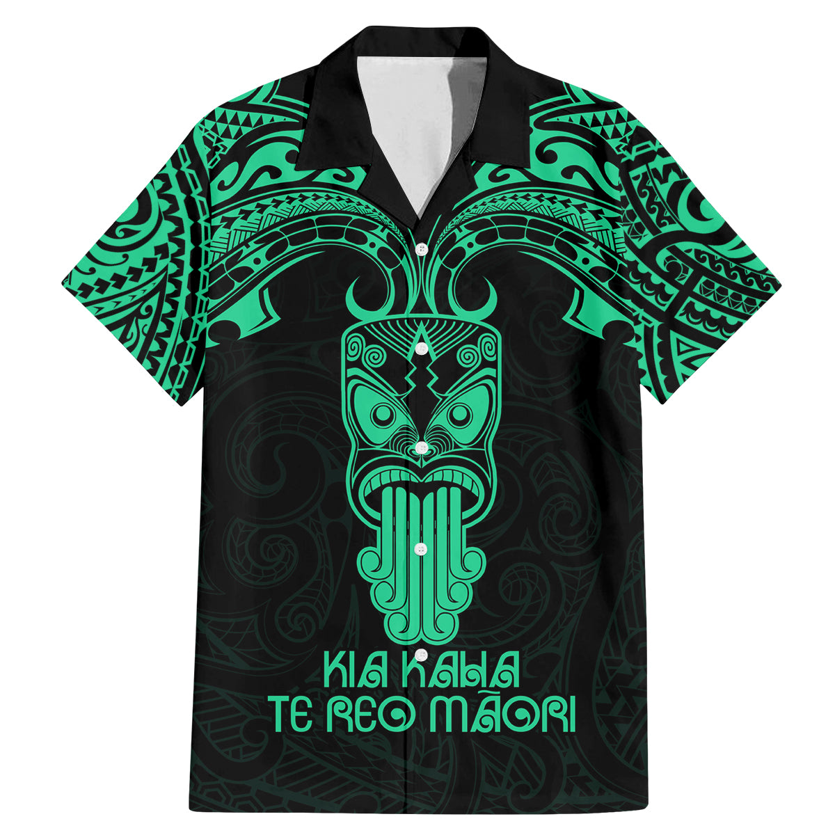 Personalised New Zealand Te Reo Maori Family Matching Mermaid Dress and Hawaiian Shirt Kia Kaha Maori Language Week Green Style LT9 - Wonder Print Shop