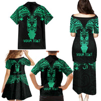 Personalised New Zealand Te Reo Maori Family Matching Puletasi Dress and Hawaiian Shirt Kia Kaha Maori Language Week Green Style - Wonder Print Shop