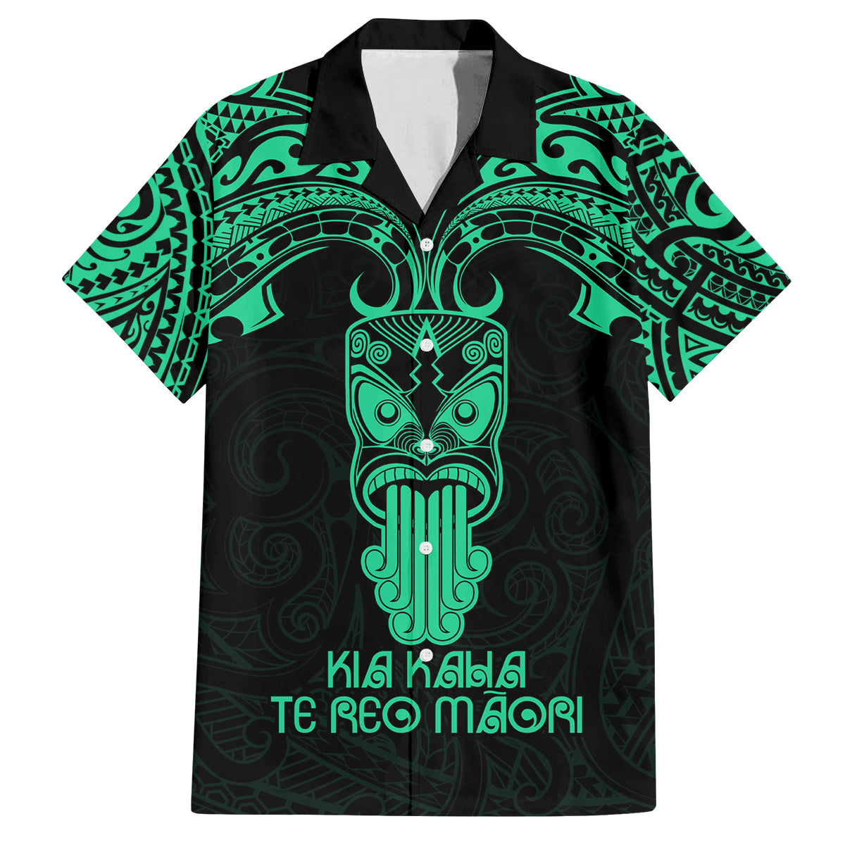 Personalised New Zealand Te Reo Maori Family Matching Puletasi Dress and Hawaiian Shirt Kia Kaha Maori Language Week Green Style - Wonder Print Shop