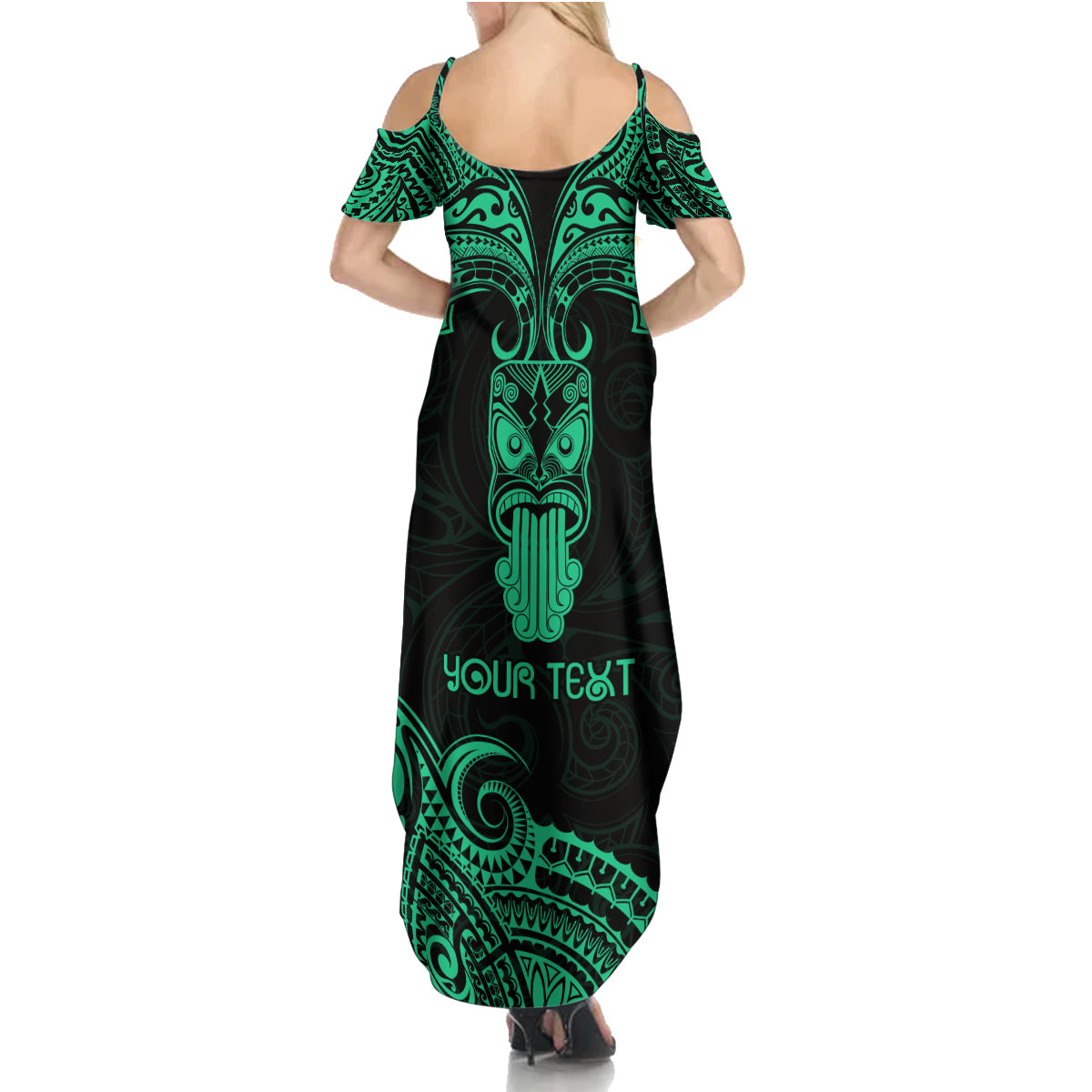 Personalised New Zealand Te Reo Maori Family Matching Summer Maxi Dress and Hawaiian Shirt Kia Kaha Maori Language Week Green Style - Wonder Print Shop