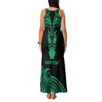 Personalised New Zealand Te Reo Maori Family Matching Tank Maxi Dress and Hawaiian Shirt Kia Kaha Maori Language Week Green Style - Wonder Print Shop